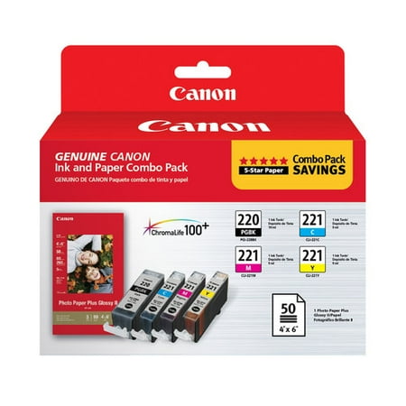 Canon PGI-220 and CLI-221 CMY with PP-201 Combo Pack