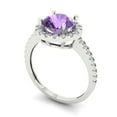 thumbnail image 2 of 1.8 ctw with Simulated Diamond Halo Accents Anniversary Ring for Women | Round Cut Simulated Alexandrite | Hyperallergenic Solid 18K White Gold, 2 of 5