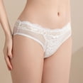 thumbnail image 6 of VONCOS Womens Lace Underwear Comfortable Mid Rise Panty | Floral Lace & Sheer Panel White Underwear | Stretchy Everyday Polyester Spandex 1PC,Size L, 6 of 8