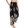 thumbnail image 2 of Kll Womens Japanese White Cranes Print Pajama Pants Soft Pajama Bottoms For Women Cozy Lounge Pants, 2 of 9