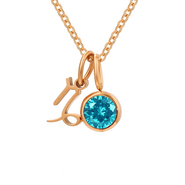 Collier Rune Tridimensionnel des Douze Constellations, Luxe Léger, Couleur, Collier Pierre de Naissance en Strass, Collier en Acier Inoxydable