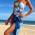 thumbnail image 3 of BERANMEY Women's Tropical Print One Piece Swimsuit with Cover up Beach Skirt Sarong Two Piece Floral Printed V Neck Tummy Control High Cut Monokini Swimsuit Bathing Suit Women's Swimwear & Clothing, 3 of 10