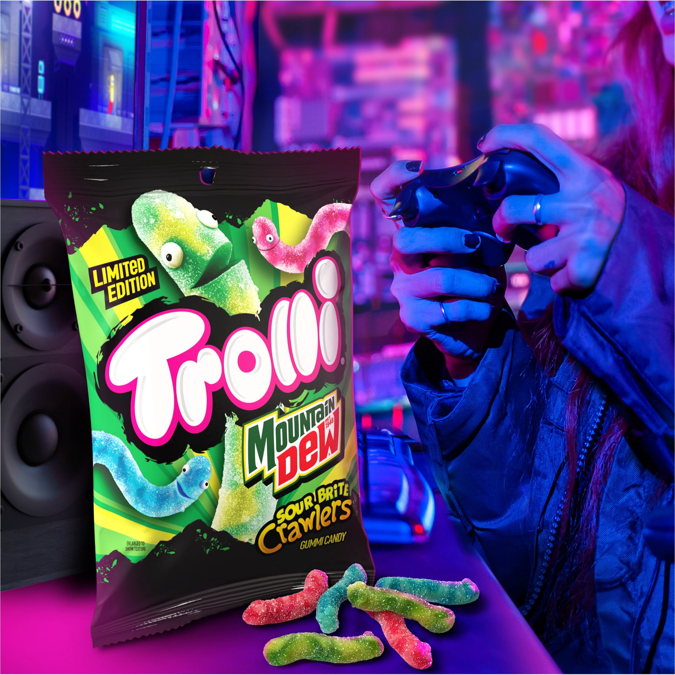 Trolli x Mountain Dew Sour Brite Crawlers Gummy Candy, 4.25 oz