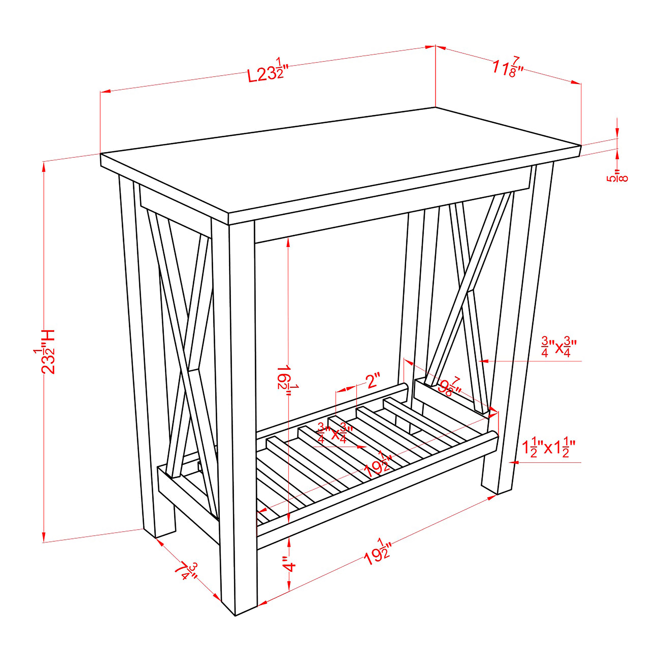 Furniture of America Bray 1-Shelf Side Table, Dark Gray