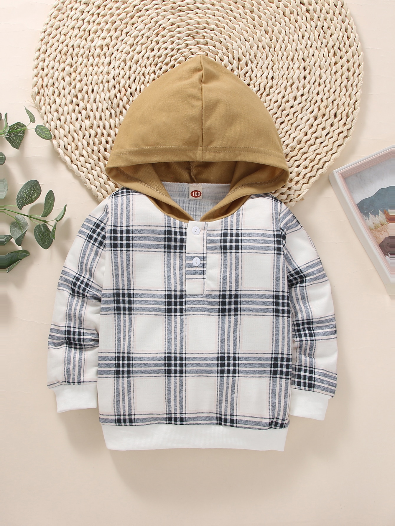 Long Sleeve Toddler Boys Plaid Half 