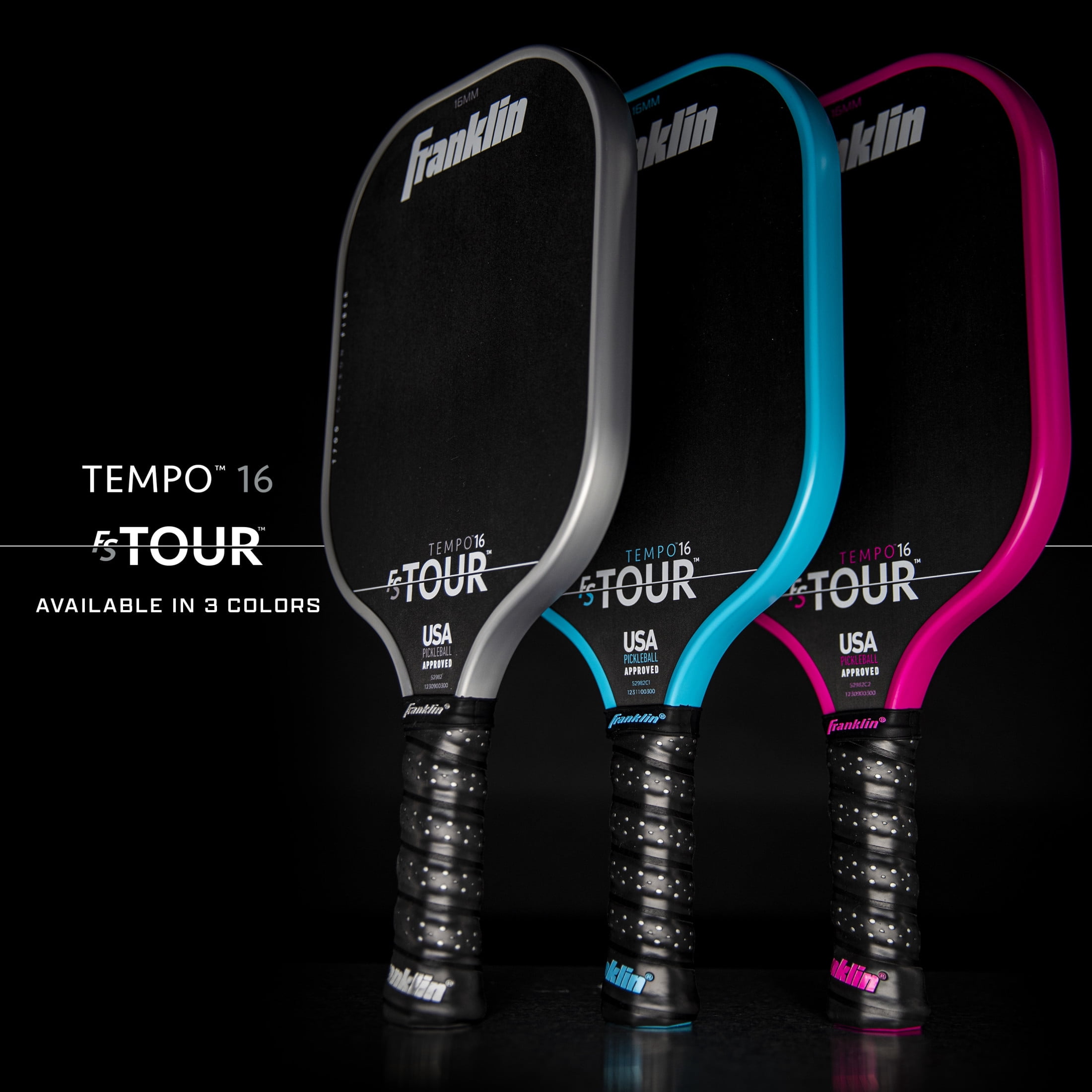 Franklin Sports Pro Pickleball Paddles - FS Tour Series Carbon Fiber Pickleball Paddles - Official USA Pickleball (USAPA) Approved Paddles - Tempo Pro Player Paddle - 16mm Polymer Core - Gray