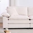 thumbnail image 6 of Loveseat Sofa Sectional Sofa with Ottoman,Modern Sleeper Couch with Pillows, Corduroy Comfy Upholstered Deep Seat Modular Sofa for Living Room, Apartment,Office,White, 6 of 9