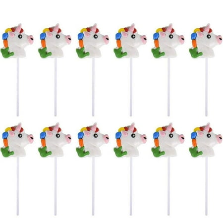 2” Head Unicorn Lollipops - Pack of 12 Magical Candy Suckers for Party Favors, Cake Decorations, Novelty Supplies or Treats for Halloween, Christmas, Baby Showers by Kidsco