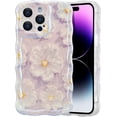 thumbnail image 1 of SHIQI-Case for iPhone 12 Pro Max, Colorful Retro Oil Painting Flower Laser Glossy Pattern Cute Curly Wave Border Exquisite Phone Cover Stylish Durable TPU Protective Case for Girl Women-Light Purple, 1 of 4