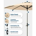 thumbnail image 4 of Arigeas 10ft Solar Patio Umbrella with LED Lights, Outdoor Market Table Umbrella with Push Button Tilt, 8-rib Frame and Crank, 4 of 6