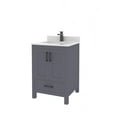 thumbnail image 3 of Ayna Decors Rooh 24 in Charcoal Grey Bathroom Vanity Set with White Quartz Countertop and Brass Faucet | Pop-Up Drain and P-Trap Included | Black Hardware, 3 of 10