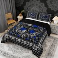 thumbnail image 2 of Erosebridal Halloween Bat Queen Comforter Set, Bohemian Aztec Mandala Bedding Comforter Set, Black Gray Blue, Black Reversible 3pcs, 1 Comforter and 2 Pillowcases, 2 of 6
