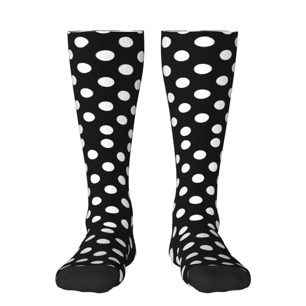 Balery Black and White Polka Dot Calcetines novedosos Calcetines deportivos Calcetines hasta la rodilla Calcetines de algodón Calcetines originales y geniales