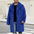 thumbnail image 4 of safuny Warm Faux Fur Long Sleeve Jacket Men Stylish Turn Down Collar Casual Outerwear Daily Wear able Soft Fabric Fashionable Blue M, 4 of 7