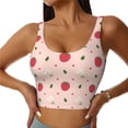 thumbnail image 3 of Goofa Strawberry Printed Sports Bras for Women, High Impact Running Bra Workout Crop Tank Tops Longline Sports Bra Push up-Small, 3 of 9