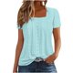 thumbnail image 3 of Blusas,Camisa informal holgada de manga larga con cuello en V para mujer, mezcla de poliéster y elastano, cómoda para usar en casa, sopatenor, 3 of 9
