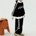 thumbnail image 7 of XAOWF Child Kids Girls Casual 2 Piece Set Fashion Lace Bow Striped Printed Long Sleeve Baseball Sweatshirt And Pants Tracksuit Outfit Child Kids Trendy Outfits 3-4 Years, 7 of 7