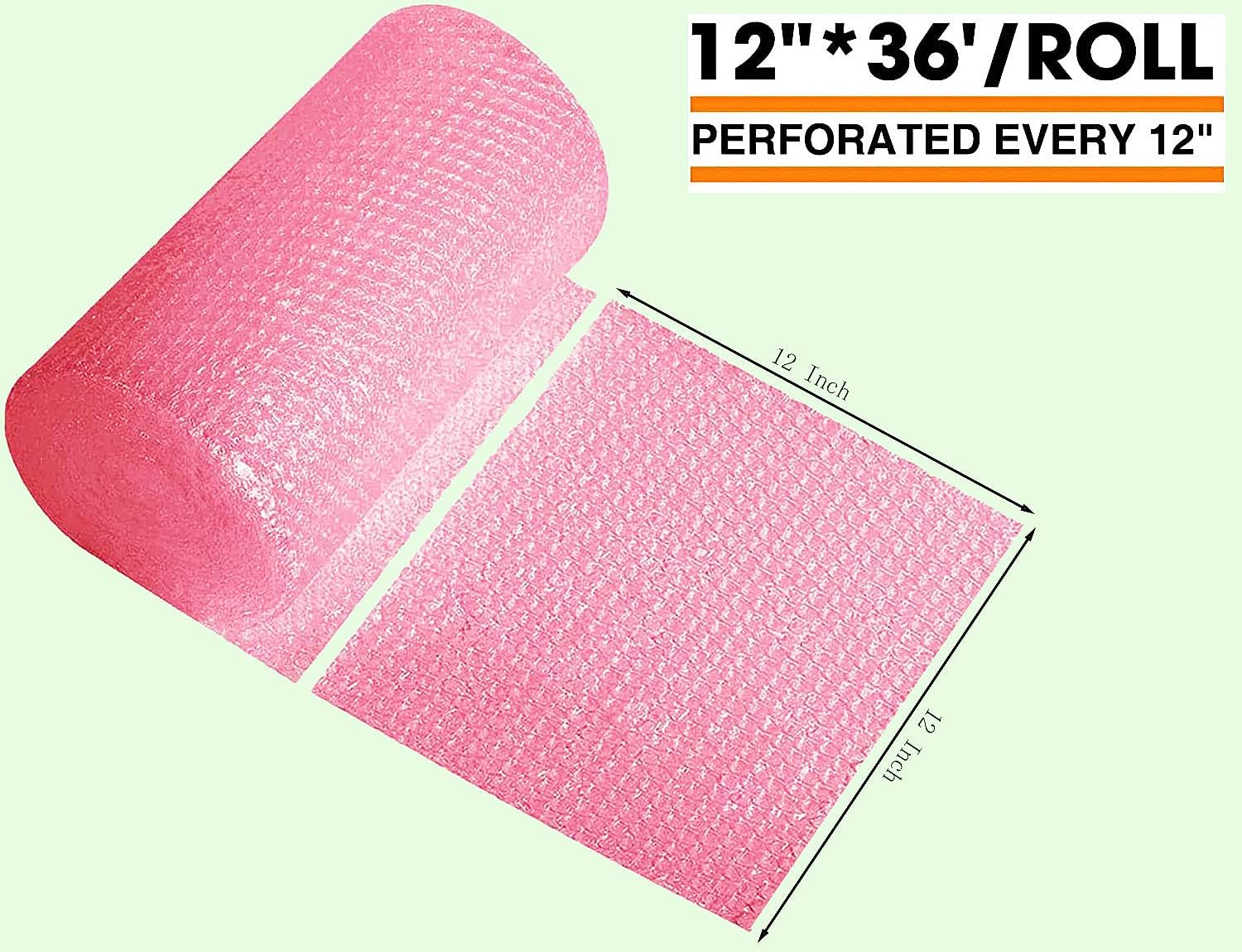 Bubble Cushioning Wrap Rolls 2-Pack, 12 Inch x 72 Feet 3/16" Air Bubble, Bubble Moving Wrap for Packing, Moving Supplies, Small business