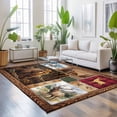 thumbnail image 4 of Forest Wild Animals Area Rugs 4x6ft Farmhouse Bear Wolf Deer Footprints Red Plaid Floor Rug&nbsp;Non Slip Low Pile Ultra Soft Throw Carpet for Entryway Indoor Entrance Kitchen Bathroom, 4 of 9