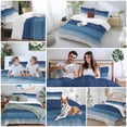 thumbnail image 5 of 3 Piece Navy Blue Ombre Duvet Cover Set Twin Size,Microfiber Comforter/Quilt Cover with Corner Ties and 2 Pillowcases,Modern Abstract Art Blue White Striped All Season Bedding with Zipper Closure, 5 of 8