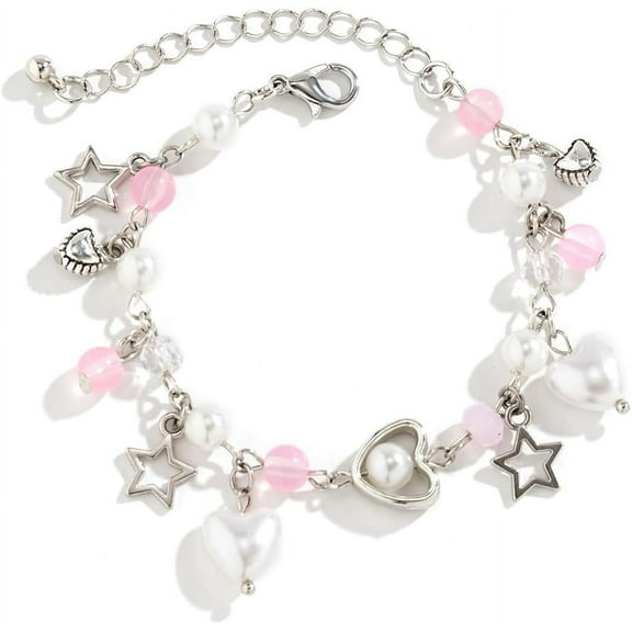 Srix Star Pearl Charm Bracelet Y2k Heart Beaded Dainty Bracelet Punk Aesthetic Jewelry Gift for Women A416