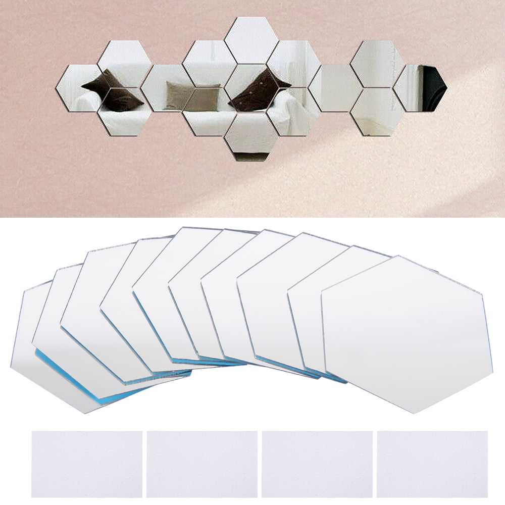 willkey Hexagon Acrylic Mirror Home Decor Wall Sticker Gym Dance Studio Plastic CO