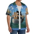 thumbnail image 4 of KLL Two Brave Cats Print Men's Shirt Short Sleeve Button Down Summer Cuba Beach Shirts- Small, 4 of 7