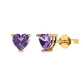 thumbnail image 2 of 1.5 Ct Heart Cut Studs Purple Alexandrite 18K Yellow Solid Solid Gold Everyday Dainty Earrings Push Back, 2 of 7