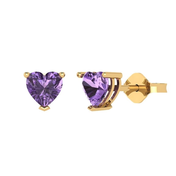 Clara Pucci 1.5 ct Brilliant Heart Cut Studs VVS1 Genuine Conflict free Purple Alexandrite Solid 18K Yellow Gold Designer Everyday Earrings Push back