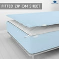 thumbnail image 2 of Zip On Fitted Sheet - Includes 1 Fitted Base + 3 Top Zip Sheet - Easy to Change, Won’t Pop Off Full Sheet- 600 TC Cotton Fitted Sheet- 12” Deep Pocket Full Size- LIght Blue, 2 of 8