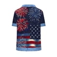 thumbnail image 6 of Uaswgudfs Women's Patriotic Fireworks Print Denim Trim Short Sleeve Tops V Neck Casual Blouses Independence Day T Shirts Blue S, 6 of 7