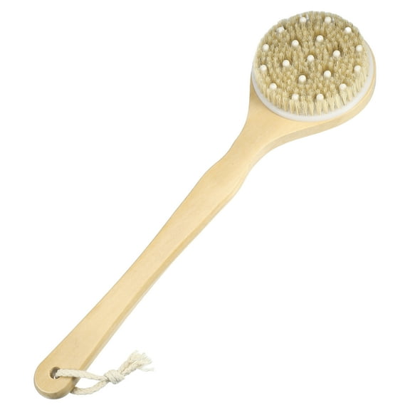 Unique Bargains 1 Pc Long Handle Bath Brush Body Scrubber for Bathroom 16.54" Length Yellow