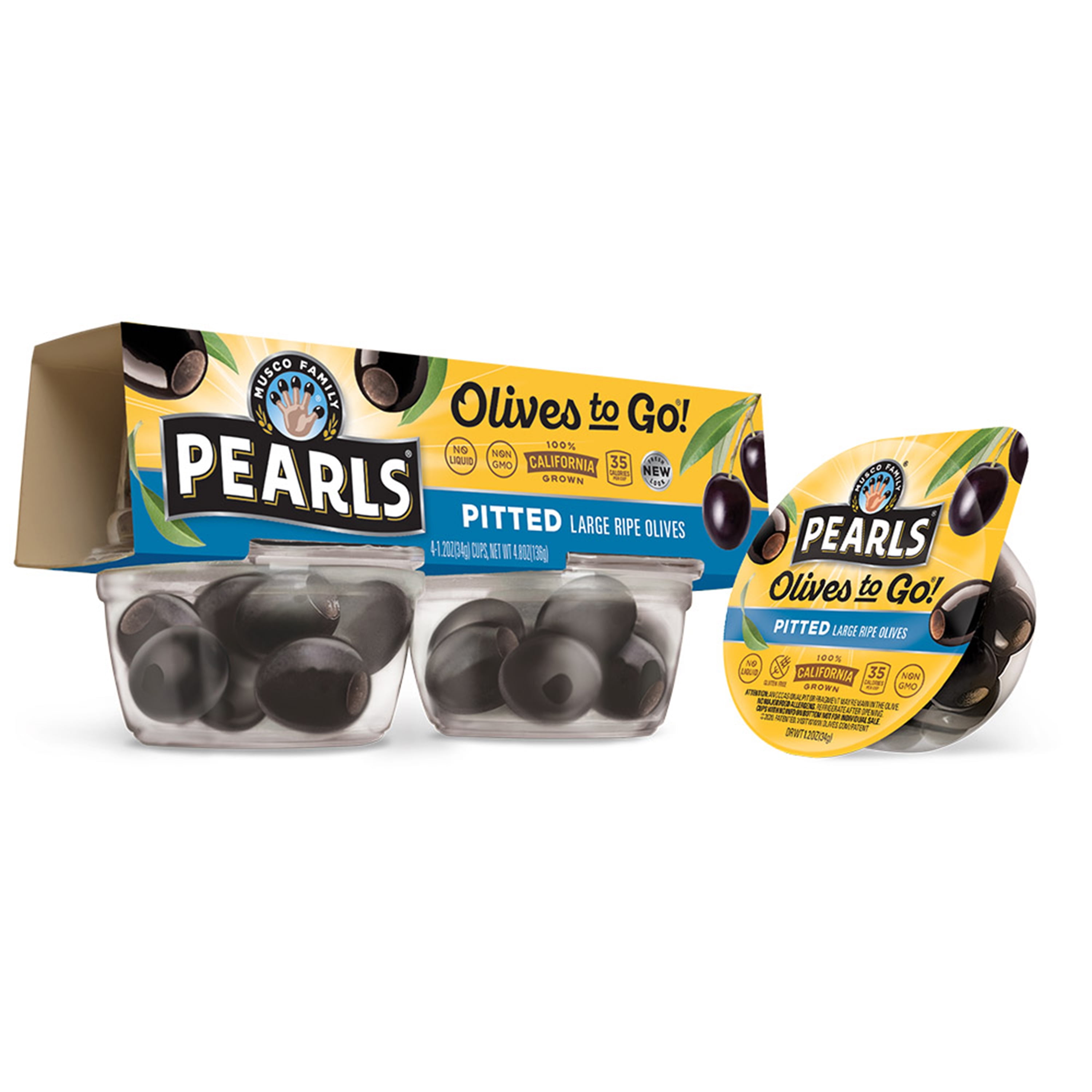 Pearls Black Pitted Large California Ripe Olives, 4 Pack, 1.2 oz