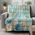 thumbnail image 2 of Teal Beach Coastal Blanket Soft Cozy Warm Throw Blanket for Couch, Plush Fuzzy Flannel Fleece Blankets for Sofa, Summer Nautical Coral Shell Botanical Vintage Bed Blankets Gifts for Men, 50"x60", 2 of 9