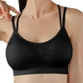 thumbnail image 1 of Vedolay Sports Bras Women's Invisibles Comfort Seamless Lightly Lined V Neck Bralette Bra,Black L, 1 of 3