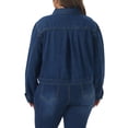 thumbnail image 2 of Agnes Orinda Women's Plus Size Denim Trucker Jacket Turn Down Collar Long Sleeve Button Down Casual Jean Jackets with Pockets 1X Dark Blue, 2 of 8