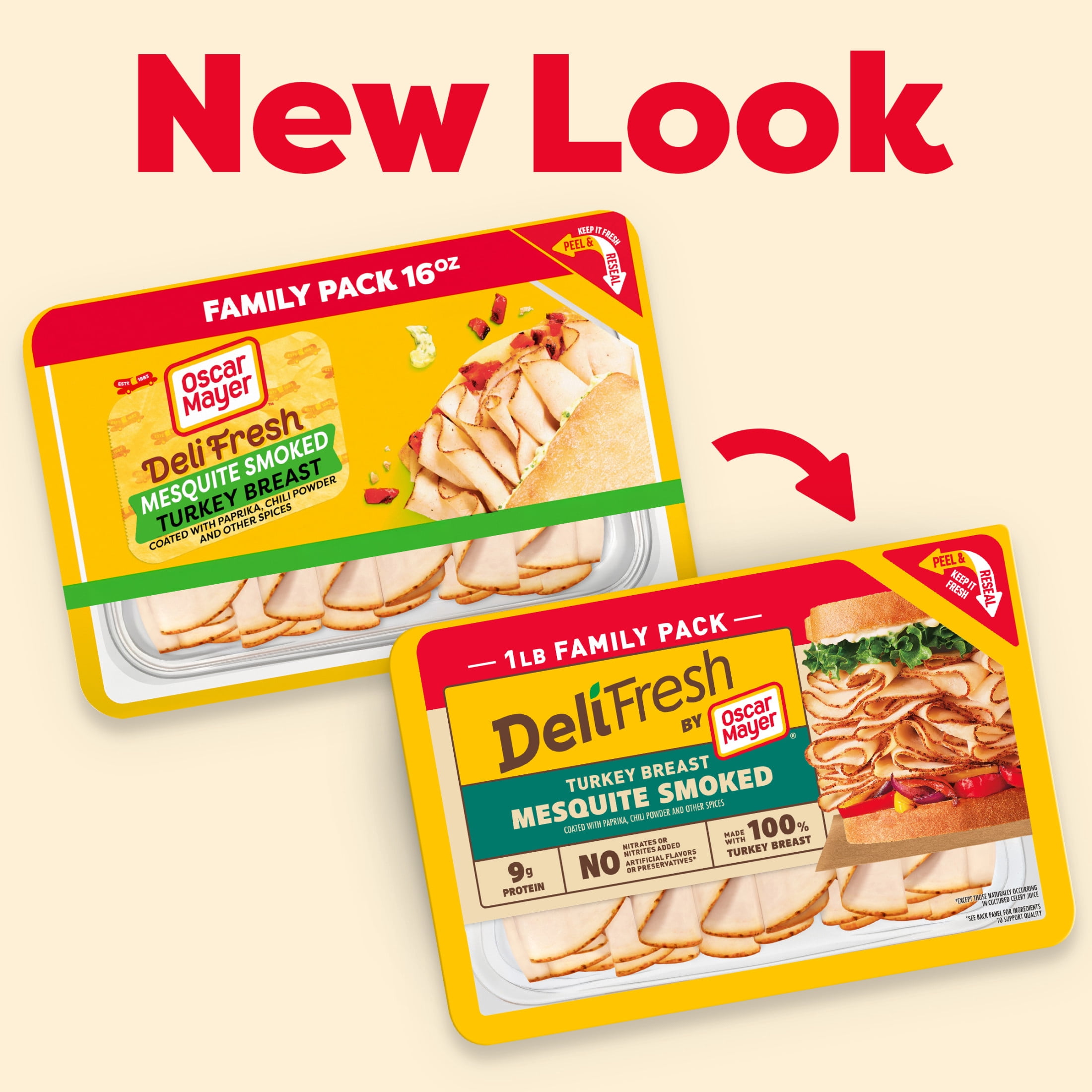 Oscar Mayer Deli Fresh Deli Meat, for Sandwiches and Easy Lunches, Mesquite Smoked Turkey Breast, No Artificial Preservatives, 16 oz