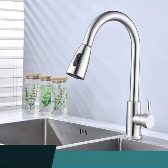 WIFKLSIIPG Kitchen 304 Stainless Steel Pull out Rotating Hot and Cold Control Vegetable Universal Rotating Telescopic Water