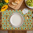 thumbnail image 4 of Turquoise Sunflowers Fall Placemats Set of 12, Thanksgiving Botanical Floral Placemats for Dining Table, Place Mats for Kitchen Tabletop, Waterproof Wipeable Dining Table Mats Set, 4 of 9
