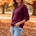 thumbnail image 5 of Huankd Womens Sweaters Crew Neck Long Sleeve Tops Knit Soft Pullover Sweaters Cozy Dressy Casual Shirts Fashion Clothing Hot Pink 2XL, 5 of 5