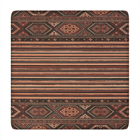 34x34 Inch Elastic Tablecloth Square, Boho Floral Printed Cover with Fitted Hem for Kitchen Patio Dining Room