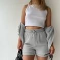 thumbnail image 3 of CHUOU Fashion Set Womens Shorts Set Long Sleeve Shirt Suit Shorts Two Piece Set Basic Shirt Top And Shorts Set, 3 of 5