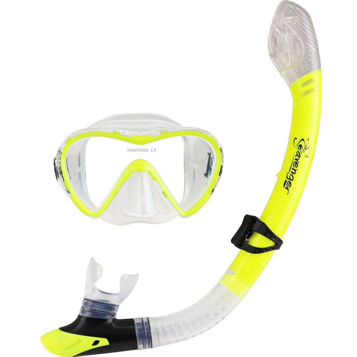 Seavenger Aviator Mask And Snorkel Snorkeling Set With Dry Top Men And Women (Clear Silicone