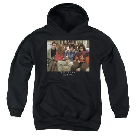 Friends Throwback Kids Pull-Over Hoodie (X-Large) for Youth Boys and Girls Black