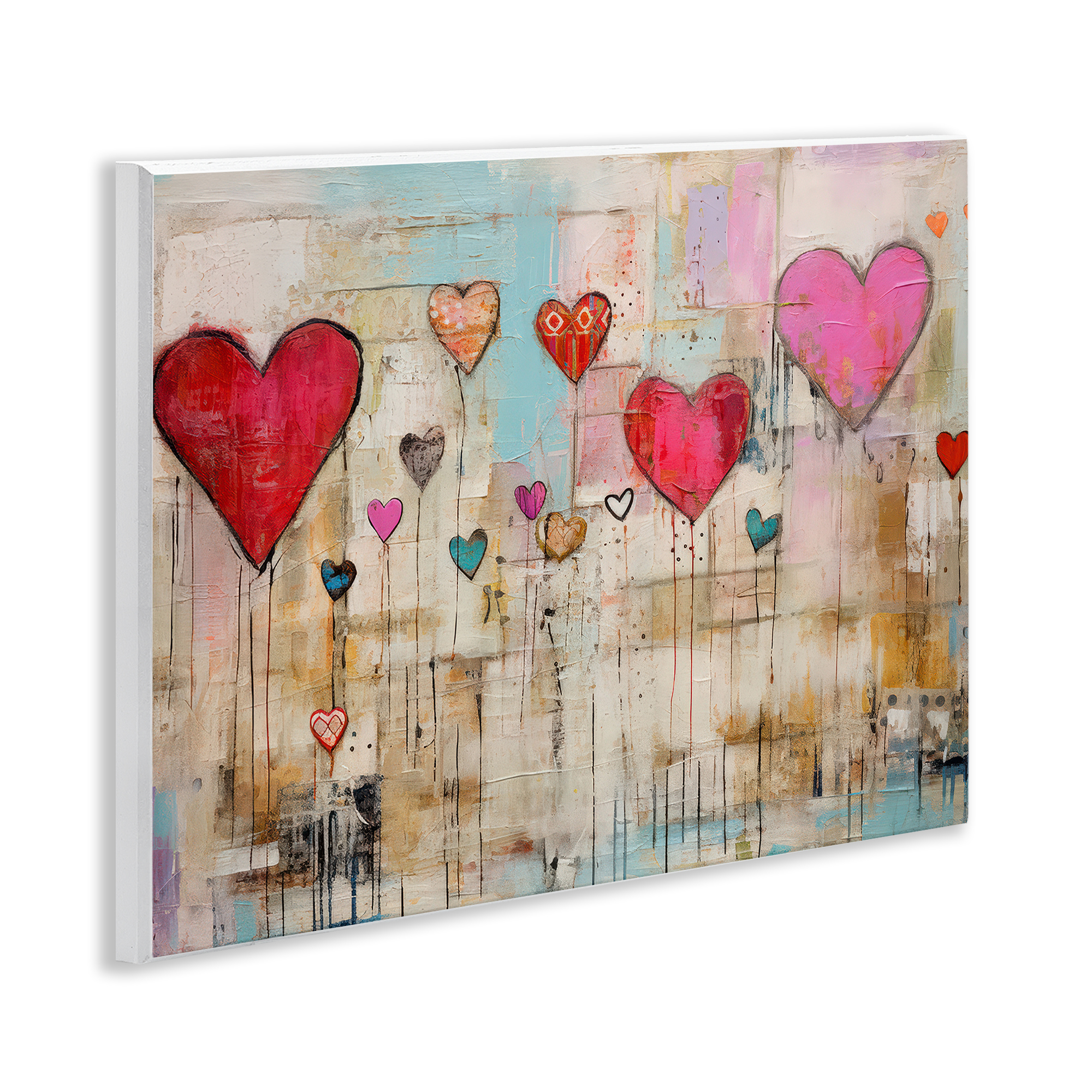 Stupell Industries Modern Floating Hearts Abstract Painting Unframed Art Print Wall Art, 14 x 11