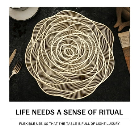 

Joyfeel Bronzing Rose Placemat Anti-scald Heat-Resistant Non-slip Waterproof Heat Insulation PVC Dishwasher Safe Dining Table Decoration Mat Kitchen Supplies