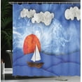 thumbnail image 4 of Ambesonne Nautical Shower Curtain, Ship on Misty Waters, 69"Wx84"L, Blue Orange White, 4 of 5