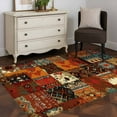 thumbnail image 3 of Boho Vintage Area Rugs 3'x5', Washable Small Throw Rugs for Living Room Bedroom, Brown Ethnic Middle Century Geometric Indoor Outdoor Rug Non-Slip Low Pile Carpet Runner Reversible Floor Mats, 3 of 8