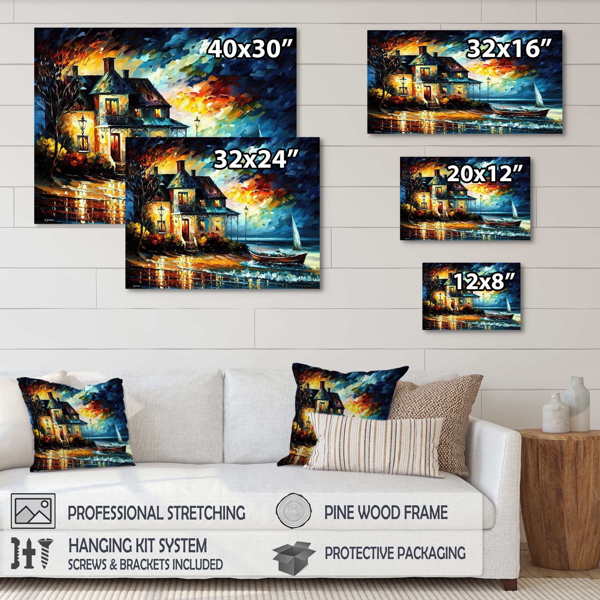 Designart Colorful Beach House III Canvas Wall Art