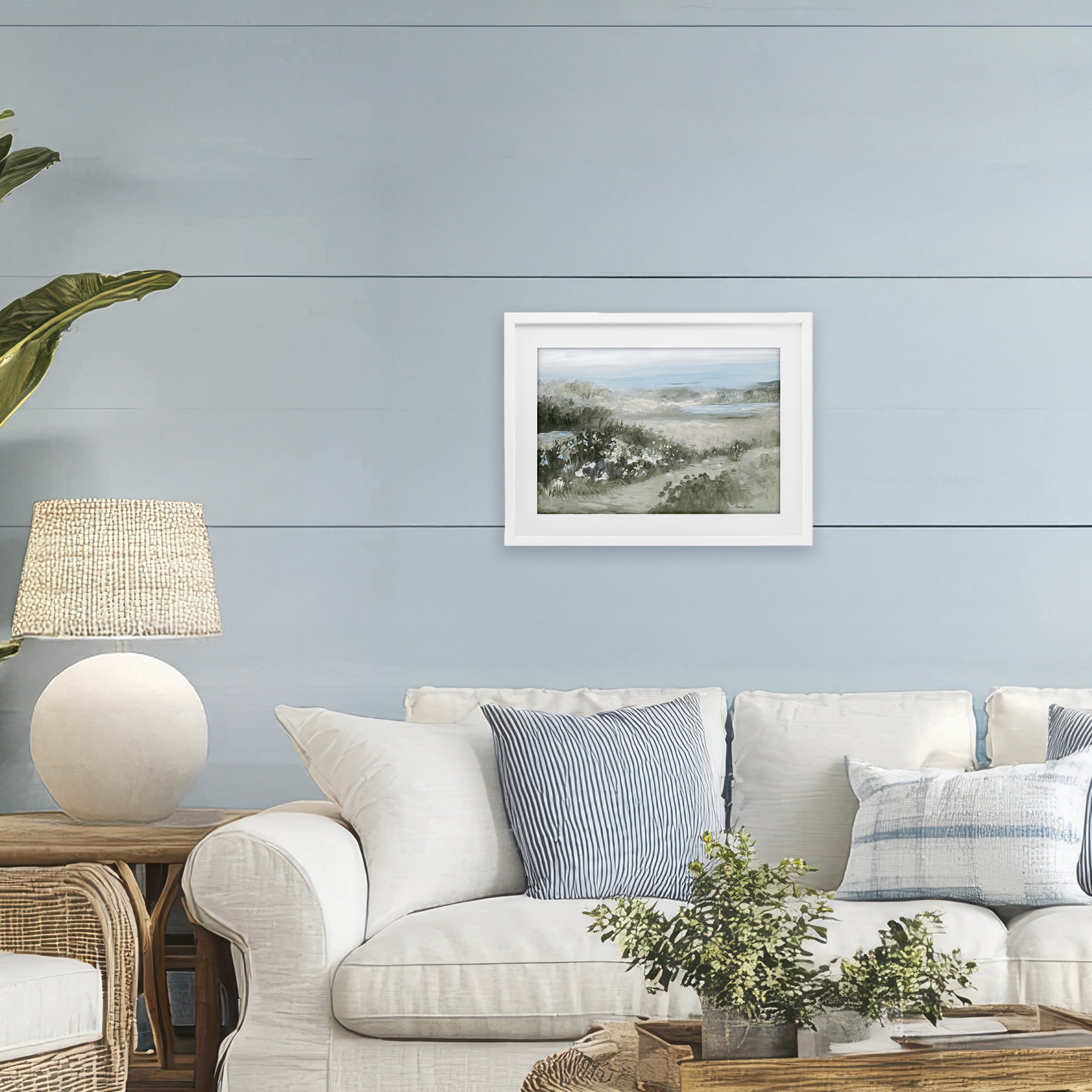 Stupell Industries Neutral Quiet Composition Landscape White Framed Print Under Glass, design by Jane Slivka